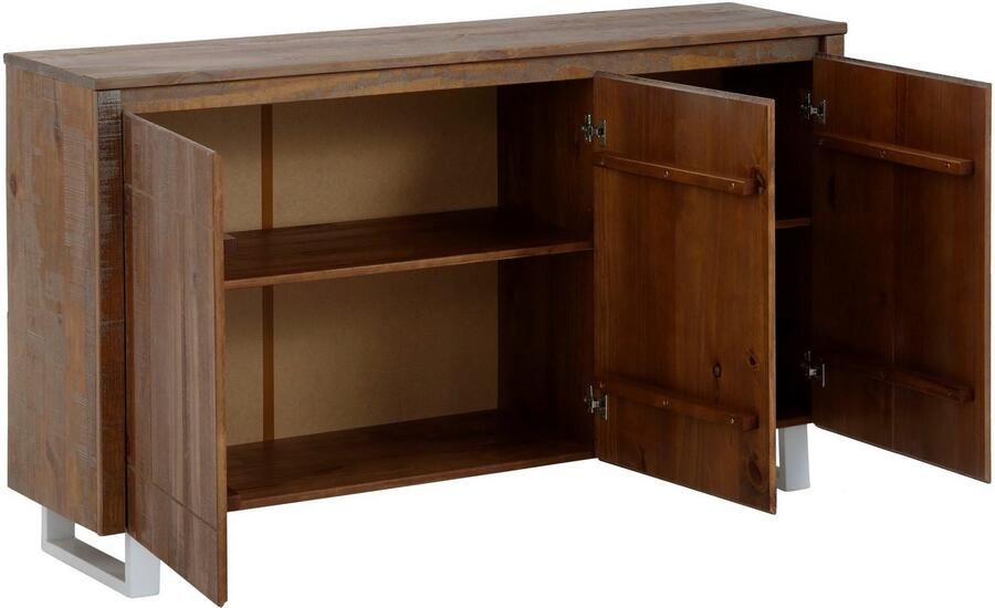 Home affaire Dressoir Lagos Commode van massief grenenhout met wit gelakt onderstel - Foto 4