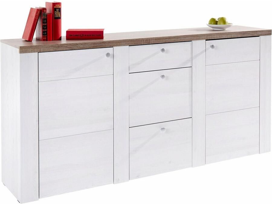 Home affaire Dressoir Larona tijdloze commode met 2 deuren 3 lades deurkast Hoogte 84 cm veel opbergruimte dressoir met decoratieve lijstlook - Foto 2