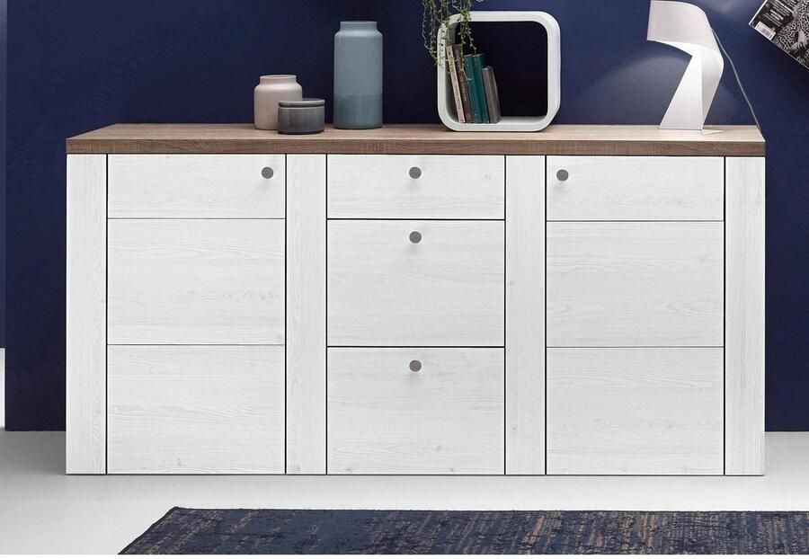 Home affaire Dressoir Larona tijdloze commode met 2 deuren 3 lades deurkast Hoogte 84 cm veel opbergruimte dressoir met decoratieve lijstlook - Foto 3