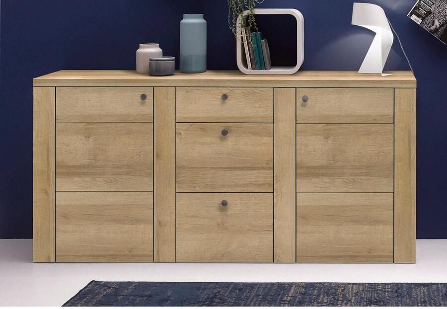 Home affaire Dressoir Larona tijdloze commode met 2 deuren 3 lades deurkast Hoogte 84 cm veel opbergruimte dressoir met decoratieve lijstlook - Foto 2