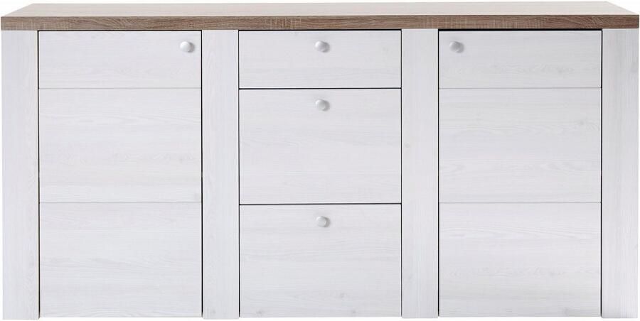 Home affaire Dressoir Larona tijdloze commode met 2 deuren 3 lades deurkast Hoogte 84 cm veel opbergruimte dressoir met decoratieve lijstlook - Foto 15