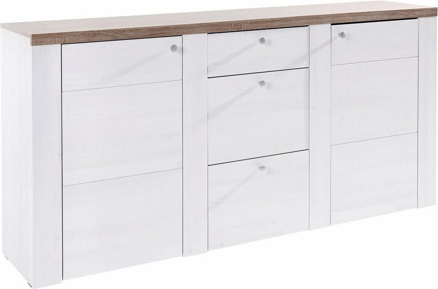 Home affaire Dressoir Larona tijdloze commode met 2 deuren 3 lades deurkast Hoogte 84 cm veel opbergruimte dressoir met decoratieve lijstlook - Foto 9