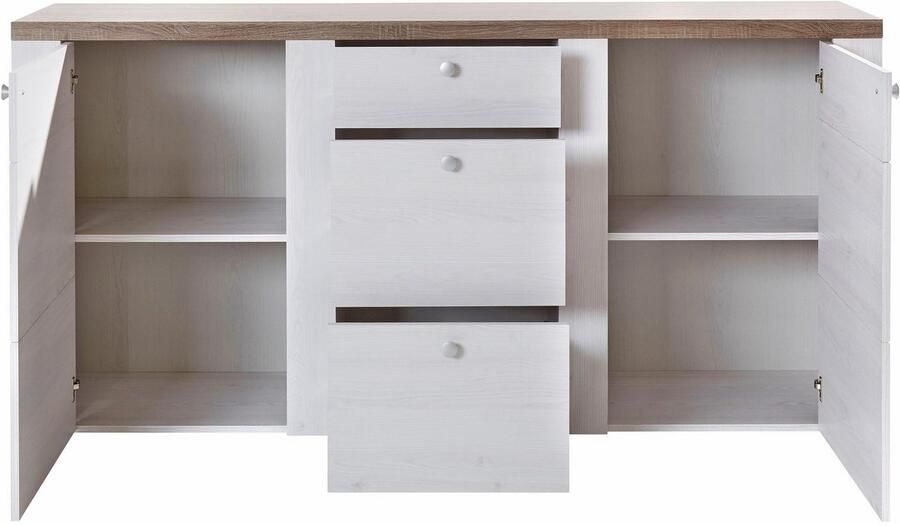 Home affaire Dressoir Larona tijdloze commode met 2 deuren 3 lades deurkast Hoogte 84 cm veel opbergruimte dressoir met decoratieve lijstlook - Foto 14