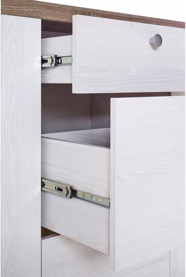 Home affaire Dressoir Larona tijdloze commode met 2 deuren 3 lades deurkast Hoogte 84 cm veel opbergruimte dressoir met decoratieve lijstlook - Foto 3