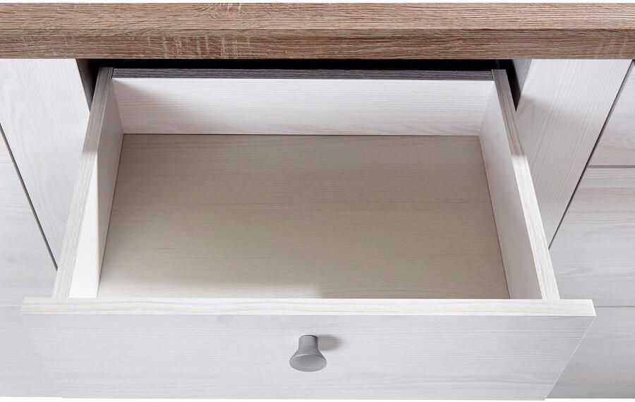 Home affaire Dressoir Larona tijdloze commode met 2 deuren 3 lades deurkast Hoogte 84 cm veel opbergruimte dressoir met decoratieve lijstlook - Foto 12