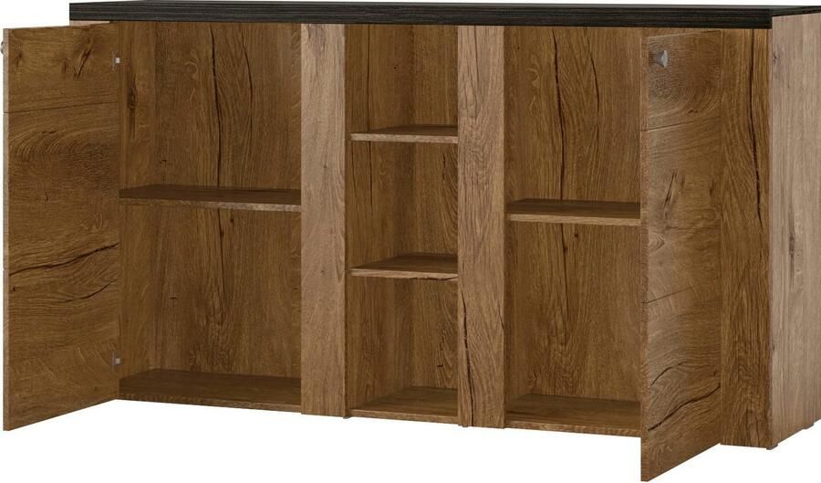 Home affaire Dressoir Larona tijdloze commode met 2 deuren deurkast breedte 155 cm Hoogte 84 cm veel opbergruimte dressoir met decoratieve lijstlook - Foto 3