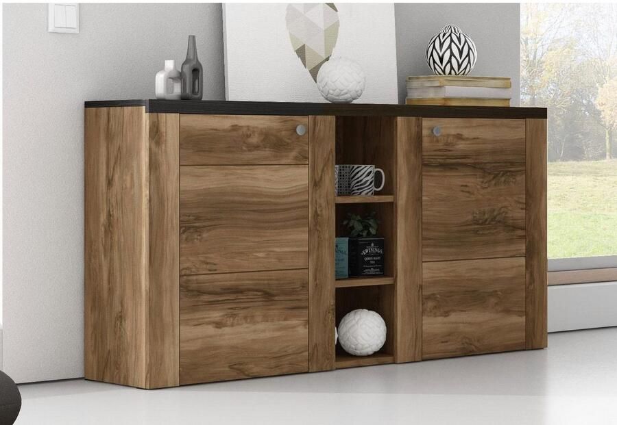Home affaire Dressoir Larona tijdloze commode met 2 deuren deurkast breedte 155 cm Hoogte 84 cm veel opbergruimte dressoir met decoratieve lijstlook - Foto 4
