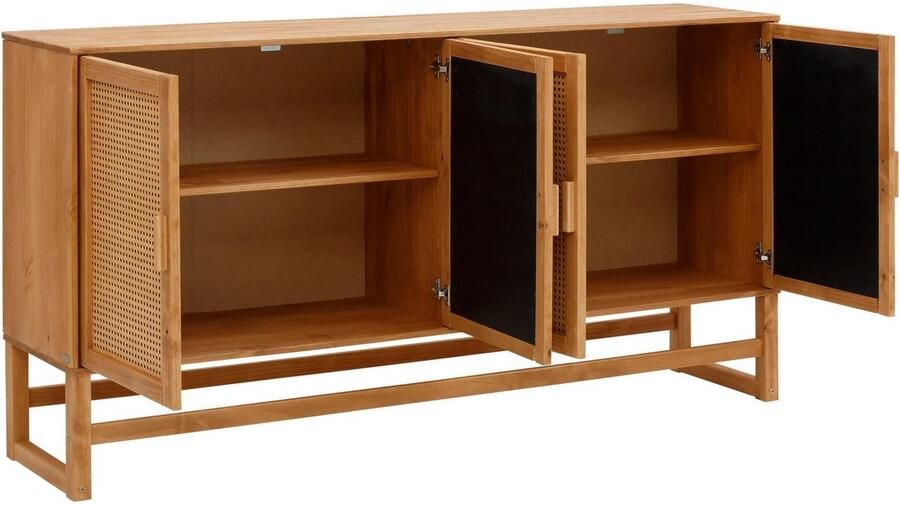 Home affaire Dressoir Linz Commode met rotan vlechtwerk op de deurfronten van massief hout - Foto 4