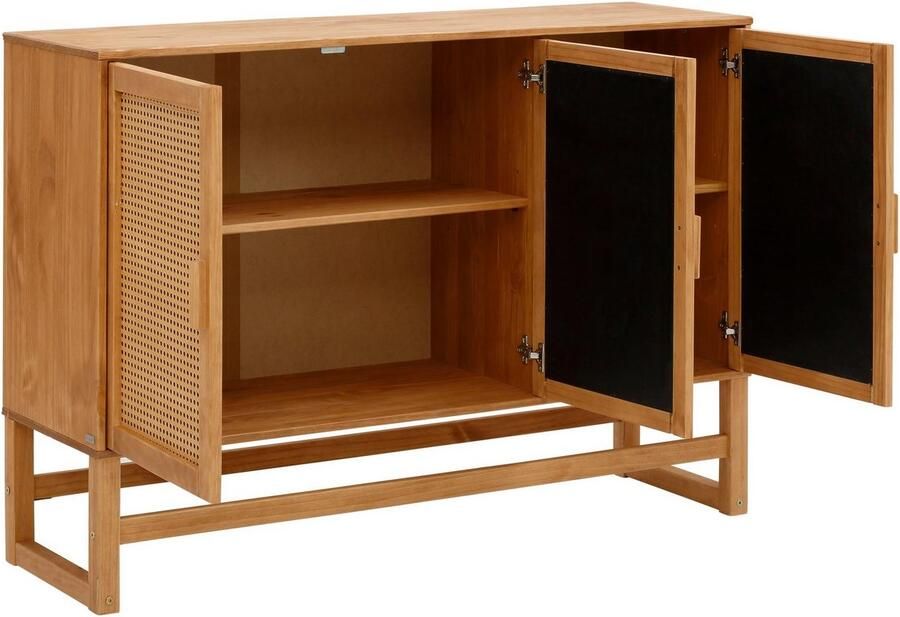 Home affaire Dressoir Linz Commode met rotan vlechtwerk op de deurfronten van massief hout - Foto 3