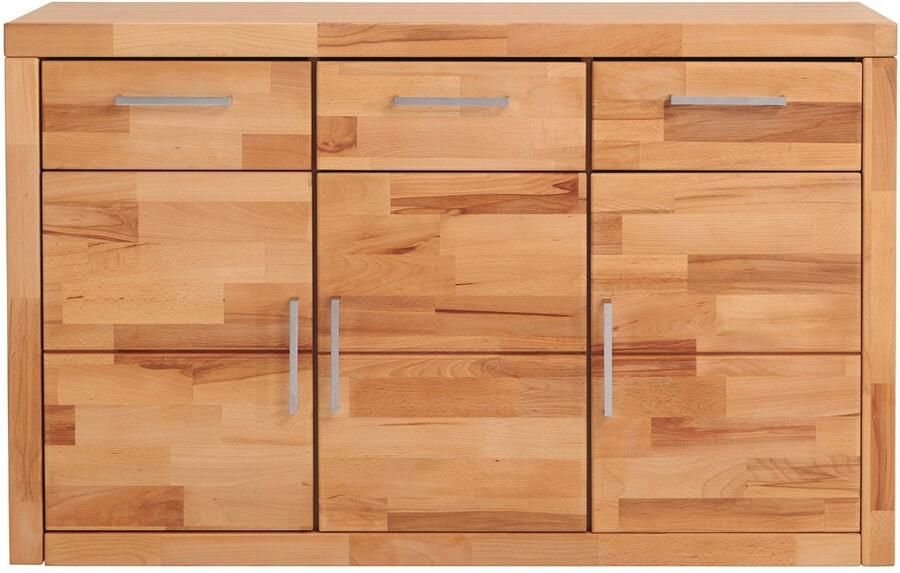 Home affaire Dressoir Logo 130cm breed 42 cm diep fronten massief hout 2 brede vakken - Foto 6