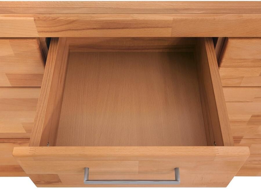 Home affaire Dressoir Logo 130cm breed 42 cm diep fronten massief hout 2 brede vakken - Foto 4