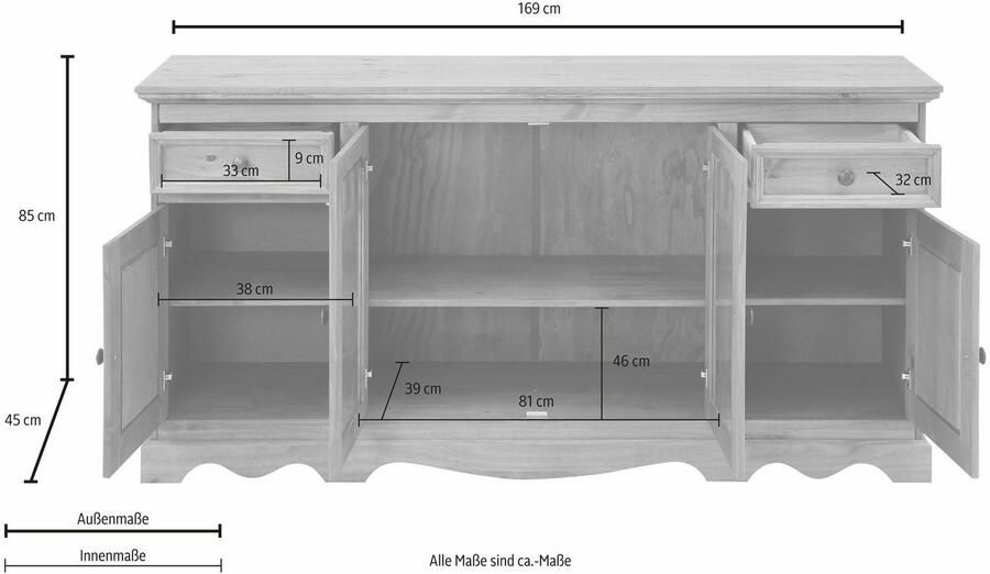 Home affaire Dressoir MELISSA Commode breedte 169 cm