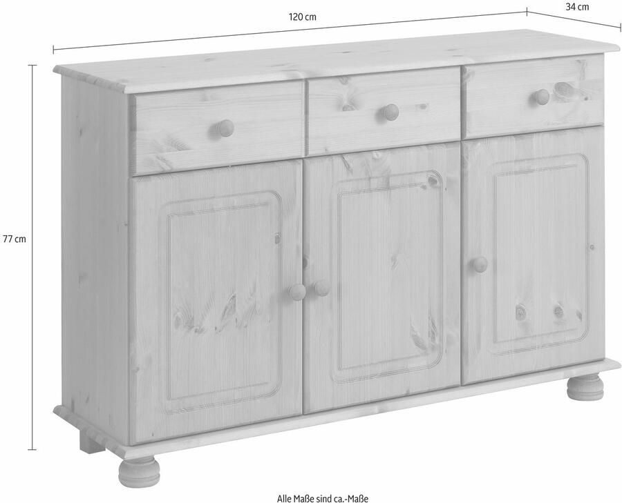 Home affaire Dressoir Mette Commode met gefreesde bolvormige voeten breedte 120 cm - Foto 2