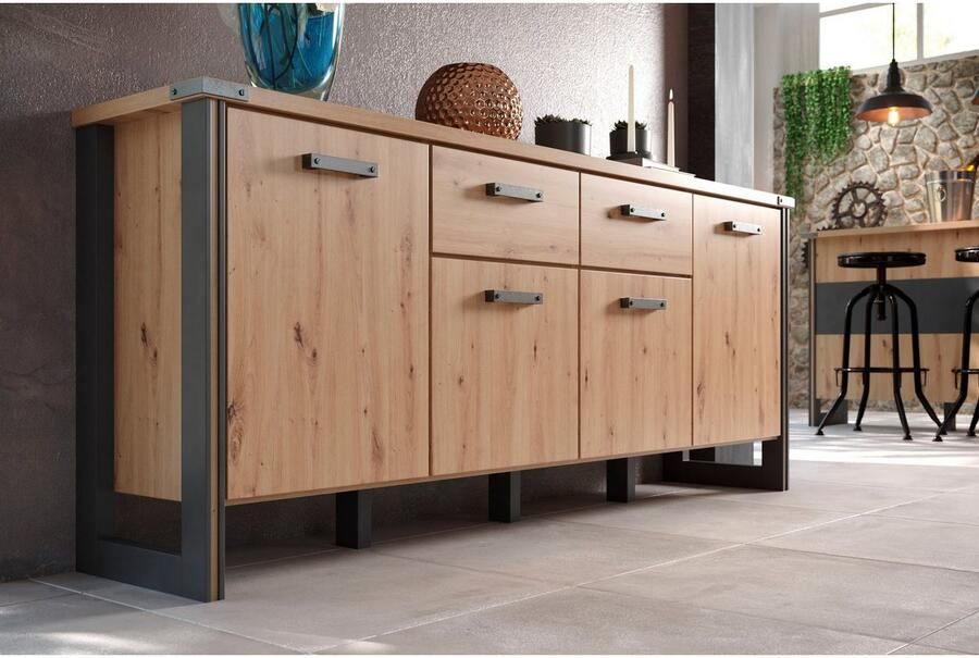 Home affaire Dressoir Mia Houtlook eiken 207 cm brede kast (1 stuk) - Foto 4