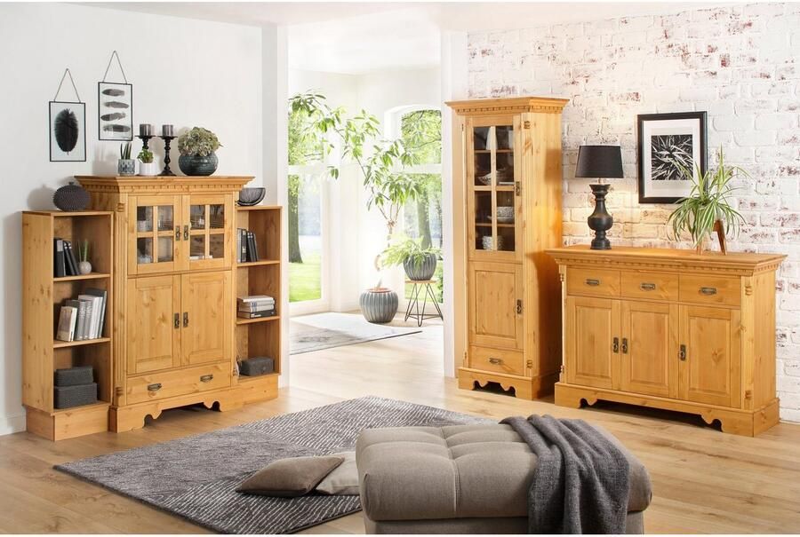 Home affaire Highboard Milan Vitrine Breedte 102 cm Massief hout FSC -gecertificeerd - Foto 2