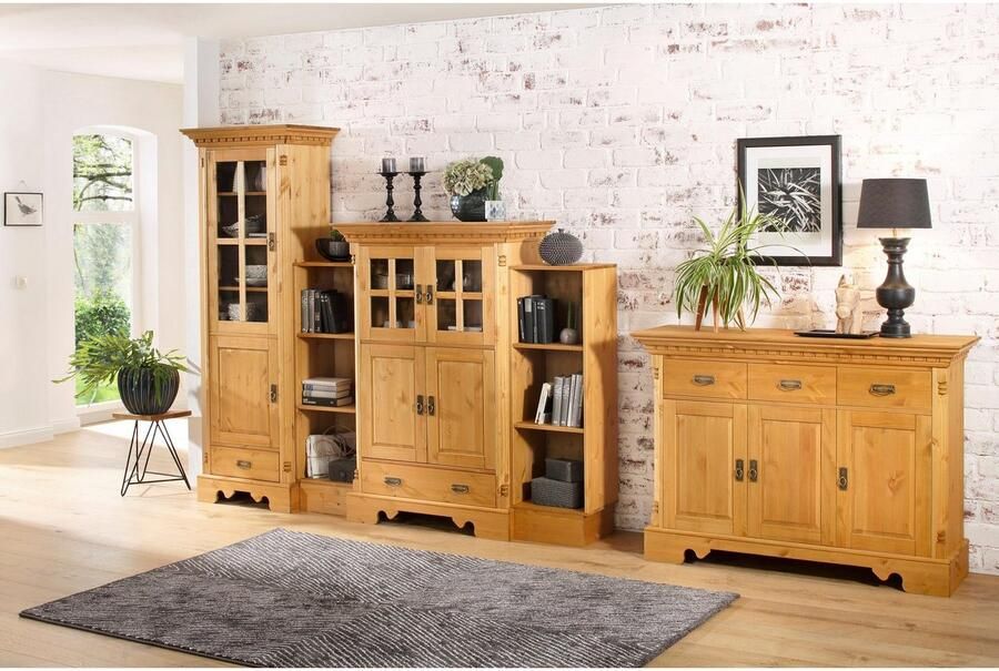 Home affaire Highboard Milan Vitrine Breedte 102 cm Massief hout FSC -gecertificeerd - Foto 3