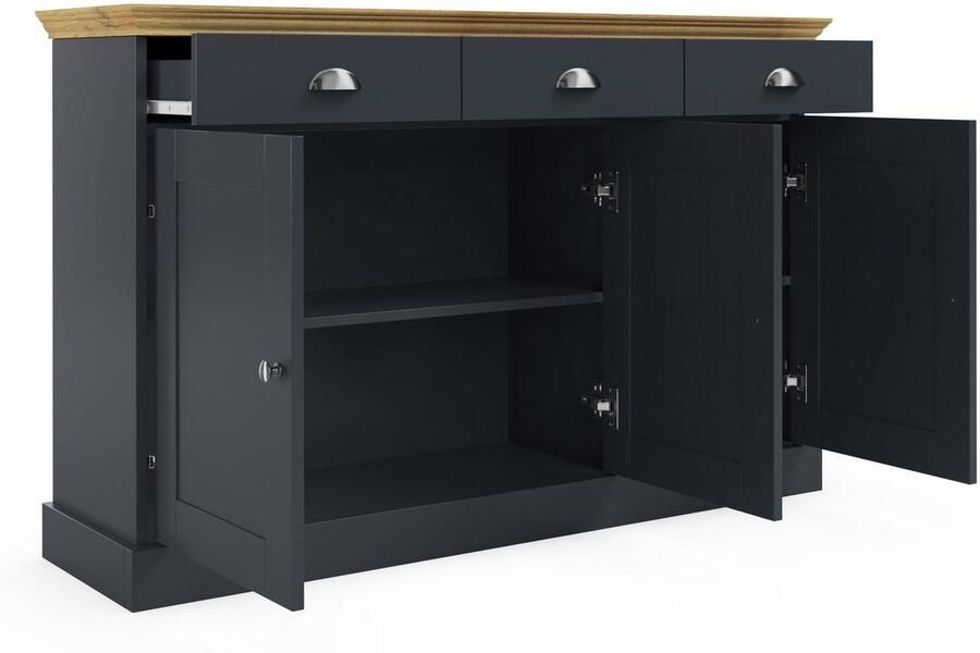 Home affaire Dressoir Motala Commode 3 lades en 2 verstelbare planken breedte 125 cm - Foto 3