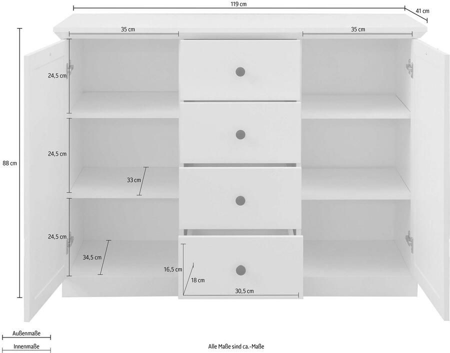 Home affaire Dressoir Örebro Commode tijdloze landhuisstijl met volledige uittrekbaarheid - Foto 2