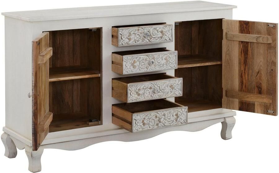 Home affaire Dressoir Rajat Kast van mangohout met deurfrontfrezingen breedte 140 cm - Foto 9