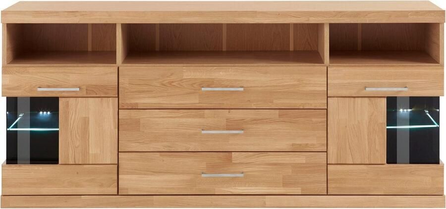 Home affaire Dressoir Ribe 180cm breed fronten massief hout 7 vakken variabele bodems - Foto 12