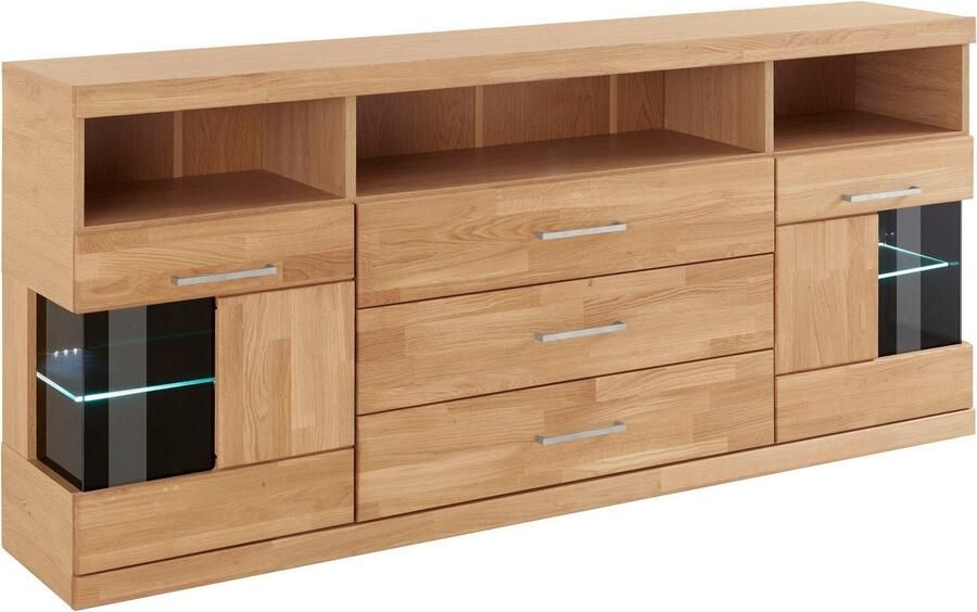 Home affaire Dressoir Ribe 180cm breed fronten massief hout 7 vakken variabele bodems - Foto 6