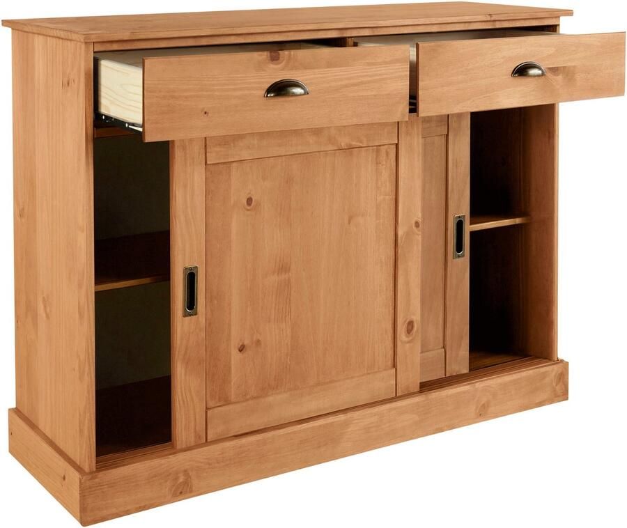 Home affaire Dressoir Schröder Commode 2 schuifdeuren 2 lades van massief dennenhout - Foto 4