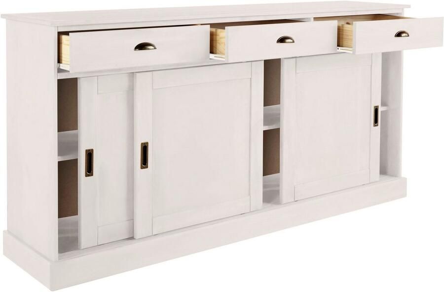 Home affaire Dressoir Schröder Commode 3 schuifdeuren 3 lades van massief dennenhout - Foto 4