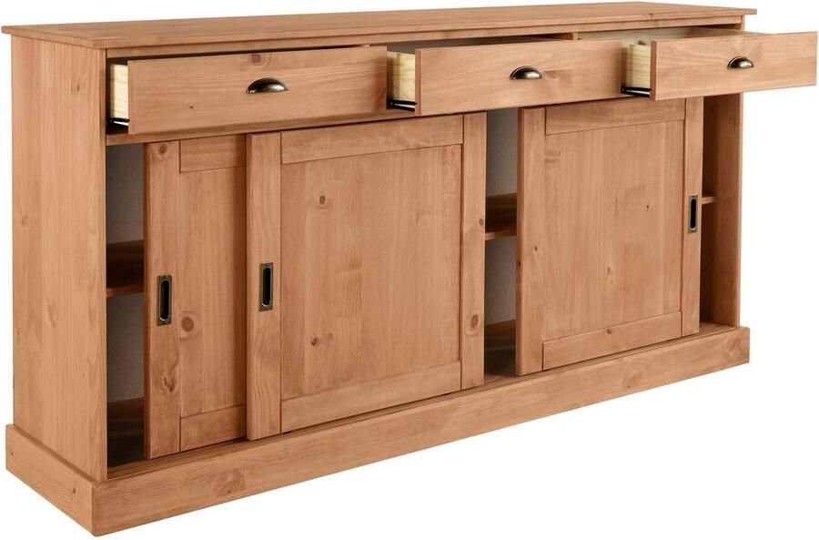 Home affaire Dressoir Schröder Commode 3 schuifdeuren 3 lades van massief dennenhout - Foto 4