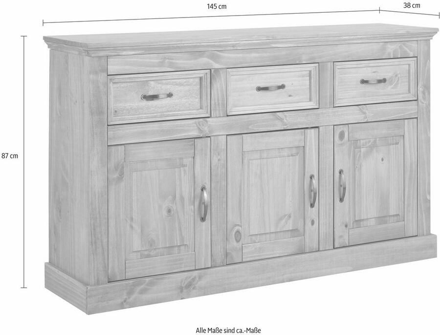 Home affaire Dressoir Selma Commode van massief grenenhout breedte 145 cm