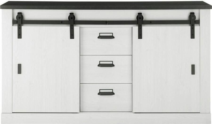 Home affaire Dressoir Sherwood Houtdecor met schuurdeurbeslag en apothekersgrepen breedte 161 cm - Foto 5