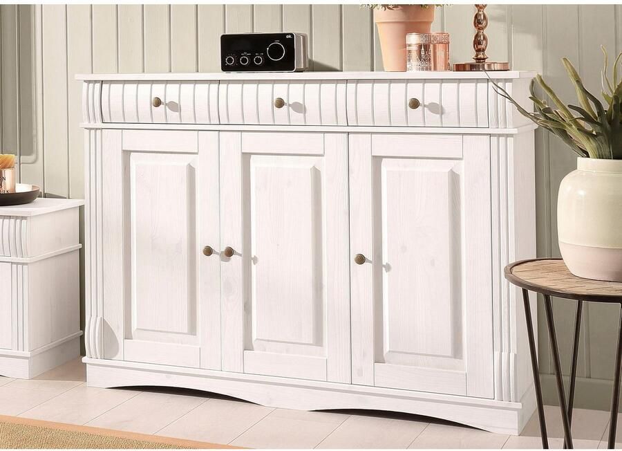 Home affaire Dressoir Teresa Commode 3-deurs breedte 119 cm van massief dennenhout FSC - Foto 6