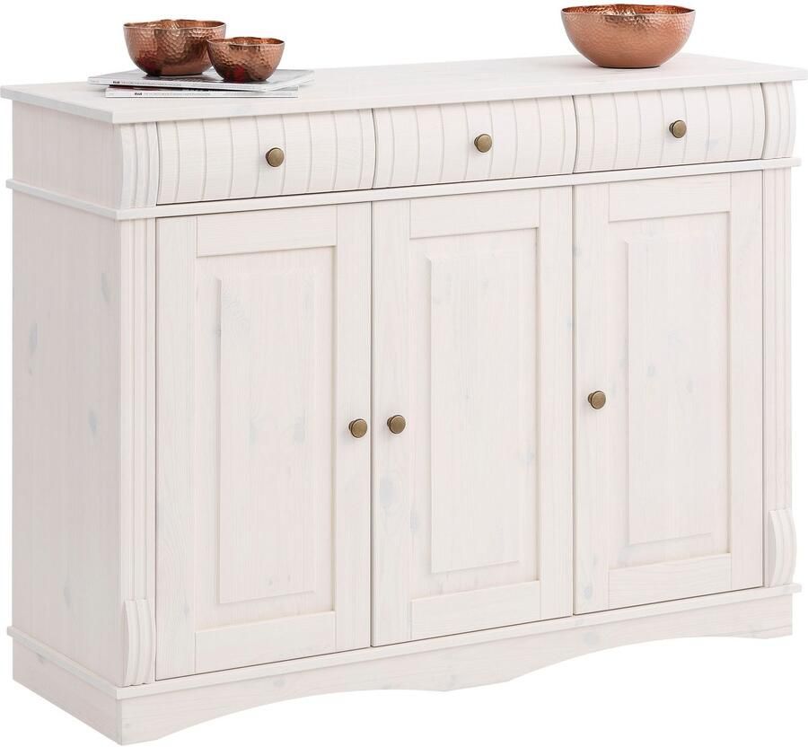 Home affaire Dressoir Teresa Commode 3-deurs breedte 119 cm van massief dennenhout FSC - Foto 3