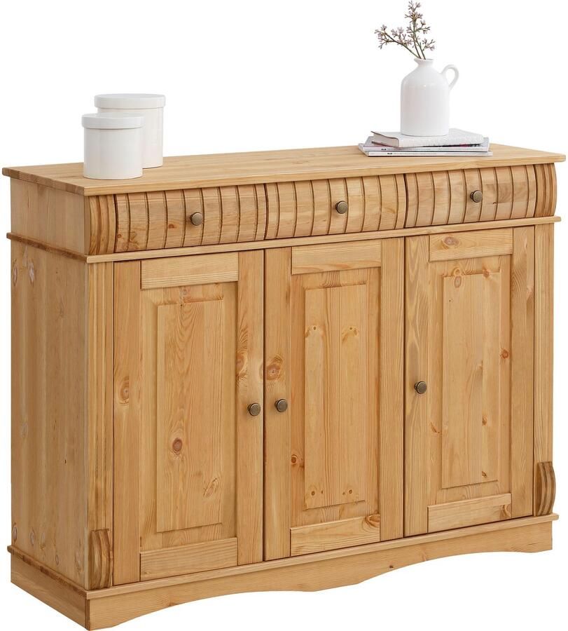 Home affaire Dressoir Teresa Commode 3-deurs breedte 119 cm van massief dennenhout FSC - Foto 2