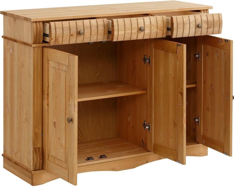 Home affaire Dressoir Teresa Commode 3-deurs breedte 119 cm van massief dennenhout FSC - Foto 4