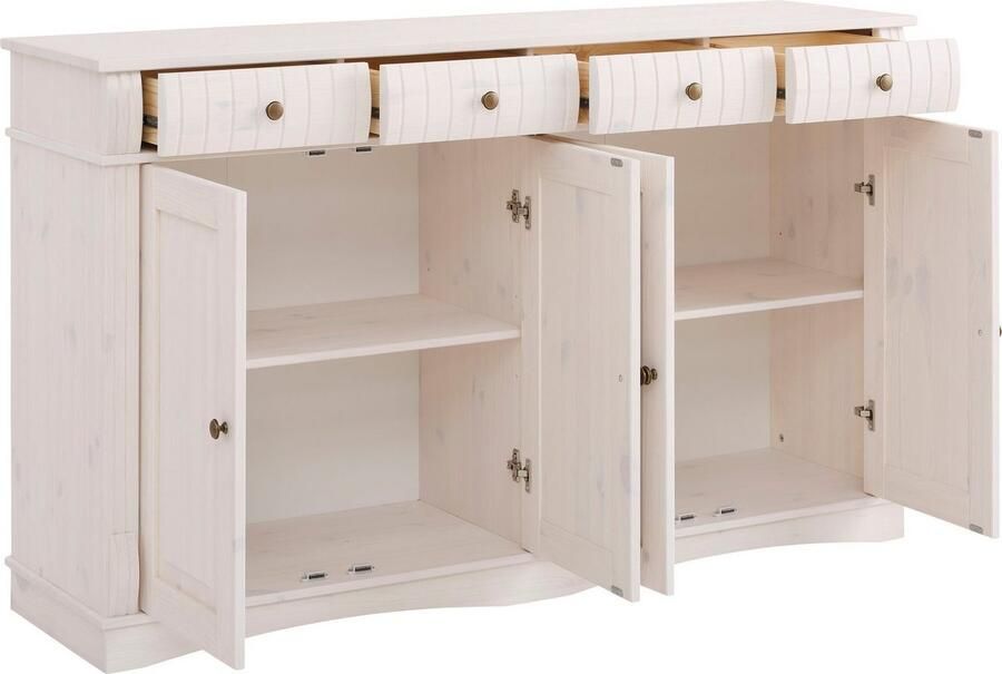 Home affaire Dressoir Teresa Commode 4-deurs breedte 152 cm van massief dennenhout FSC - Foto 5