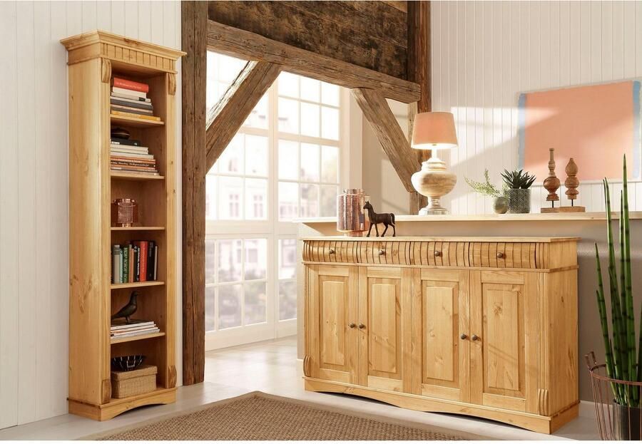 Home affaire Dressoir Teresa Commode 4-deurs breedte 152 cm van massief dennenhout FSC - Foto 6