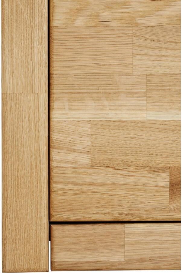 Home affaire Dressoir Trondheim 200 cm breed 42 cm diep fronten massief hout metalen handgrepen