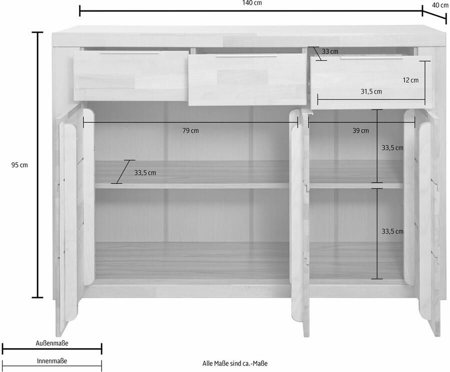 Home affaire Dressoir Zara Breedte 140 cm - Foto 3