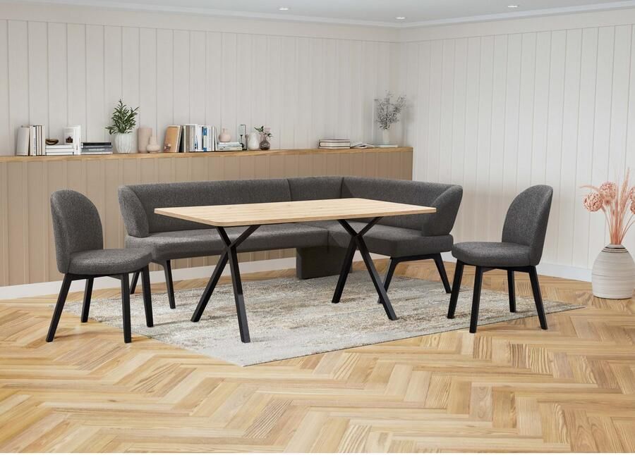 Home affaire Eethoek Aretha eetkamerset zitgroep hoekbank keukenbank Eetkamer zitgroep tafel stoelen en bank gestoffeerd Nosag-vering (4-delig) - Foto 13