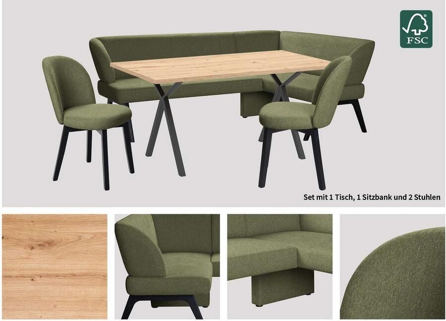 Home affaire Eethoek Aretha eetkamerset zitgroep hoekbank keukenbank Eetkamer zitgroep tafel stoelen en bank gestoffeerd Nosag-vering (4-delig) - Foto 4