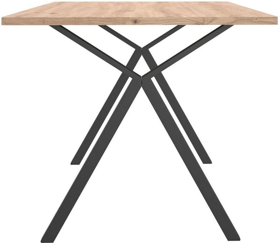 Home affaire Eettafel Aretha tafel eetkamertafel keukentafel Eettafel met X-frame 4 metalen poten breedte 160 cm vaste tafel (1 stuk) - Foto 2