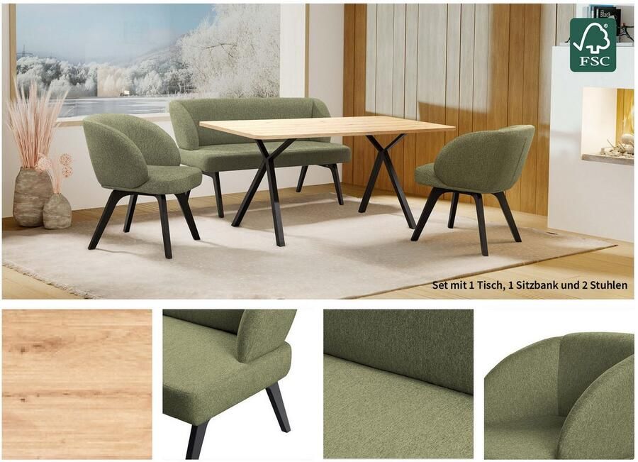 Home affaire Eethoek Aretha eettafelbank zitgroep keukenbank gestoffeerde bank Eetkamer zitgroep tafel stoelen en bank gestoffeerd Nosag-vering (4-delig) - Foto 14