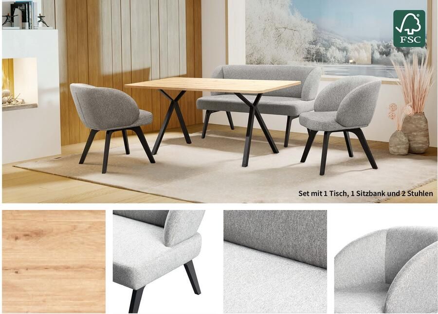 Home affaire Eethoek Aretha eettafelbank zitgroep keukenbank gestoffeerde bank Eetkamer zitgroep tafel stoelen en bank gestoffeerd Nosag-vering (4-delig) - Foto 5