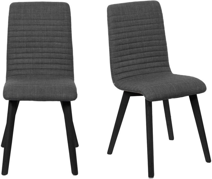 Home affaire Stoel met 4 poten Arosa eettafelstoel gestoffeerde stoel keukenstoel eetstoel 2-delige set poten van massief eiken of beuken met gestikt stof (set 2 stuks) - Foto 6