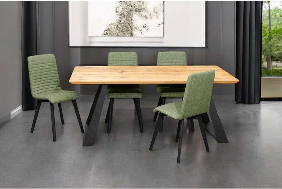 Home affaire Stoel met 4 poten Arosa eettafelstoel gestoffeerde stoel keukenstoel eetstoel 2-delige set poten van massief eiken of beuken met gestikt stof (set 2 stuks) - Foto 2