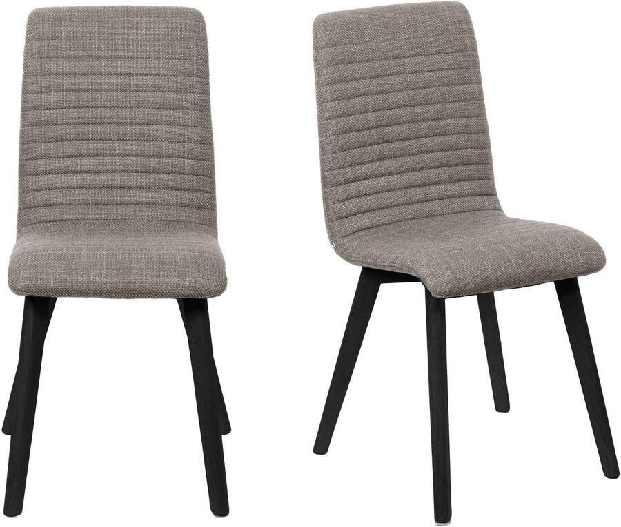 Home affaire Stoel met 4 poten Arosa eettafelstoel gestoffeerde stoel keukenstoel eetstoel 2-delige set poten van massief eiken of beuken met gestikt stof (set 2 stuks)