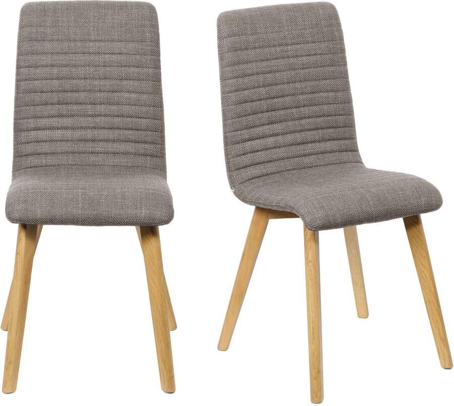 Home affaire Stoel met 4 poten Arosa eettafelstoel gestoffeerde stoel keukenstoel eetstoel 2-delige set poten van massief eiken of beuken met gestikt stof (set 2 stuks)