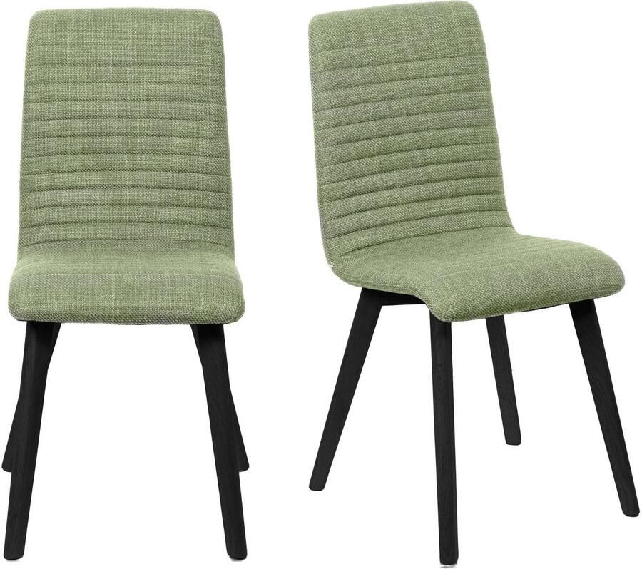 Home affaire Stoel met 4 poten Arosa eettafelstoel gestoffeerde stoel keukenstoel eetstoel 2-delige set poten van massief eiken of beuken met gestikt stof (set 2 stuks)