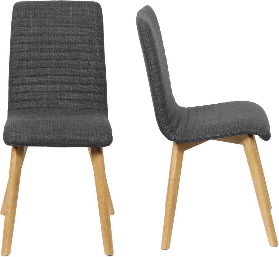 Home affaire Stoel met 4 poten Arosa eettafelstoel gestoffeerde stoel keukenstoel eetstoel 2-delige set poten van massief eiken of beuken met gestikt stof (set 2 stuks) - Foto 7