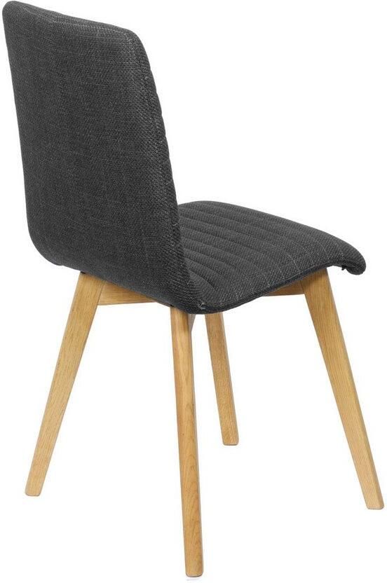 Home affaire Stoel met 4 poten Arosa eettafelstoel gestoffeerde stoel keukenstoel eetstoel 2-delige set poten van massief eiken of beuken met gestikt stof (set 2 stuks) - Foto 3